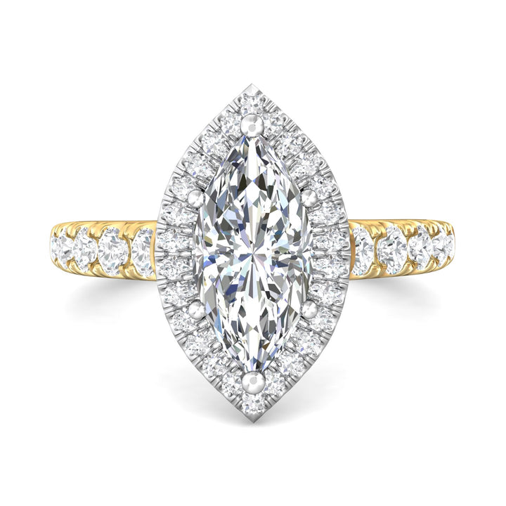 14K Gold Yellow/White Micropave Halo Engagement Ring from the Micropave Halo collection - DERMH34S_14KYW_MqH_13X6.5_Std_H-I_SI2