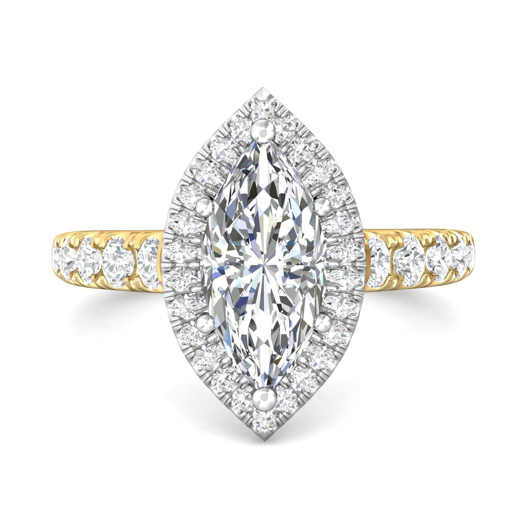 14K Gold Yellow/White Micropave Halo Engagement Ring from the Micropave Halo collection - DERMH34S_14KYW_MqH_13X6.5_Std_H-I_SI2
