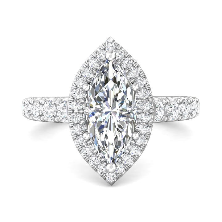 18K Gold White Micropave Halo Engagement Ring from the Micropave Halo collection - DERMH34S_18KW_MqH_13X6.5_Std_H-I_SI2