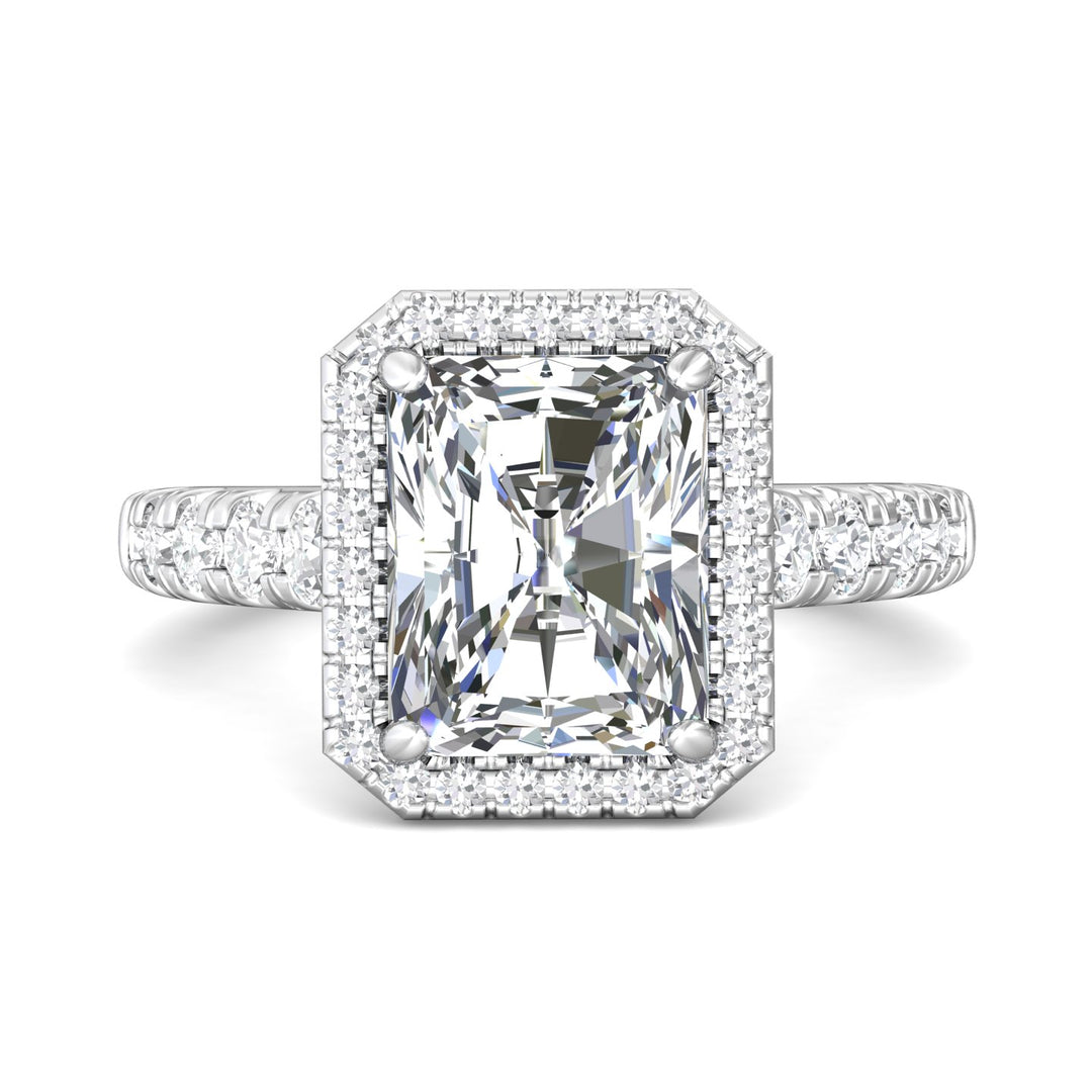18K Gold White Micropave Halo Engagement Ring from the Micropave Halo collection - DERMH34S_18KW_Rad_10X8_Std_H-I_SI2