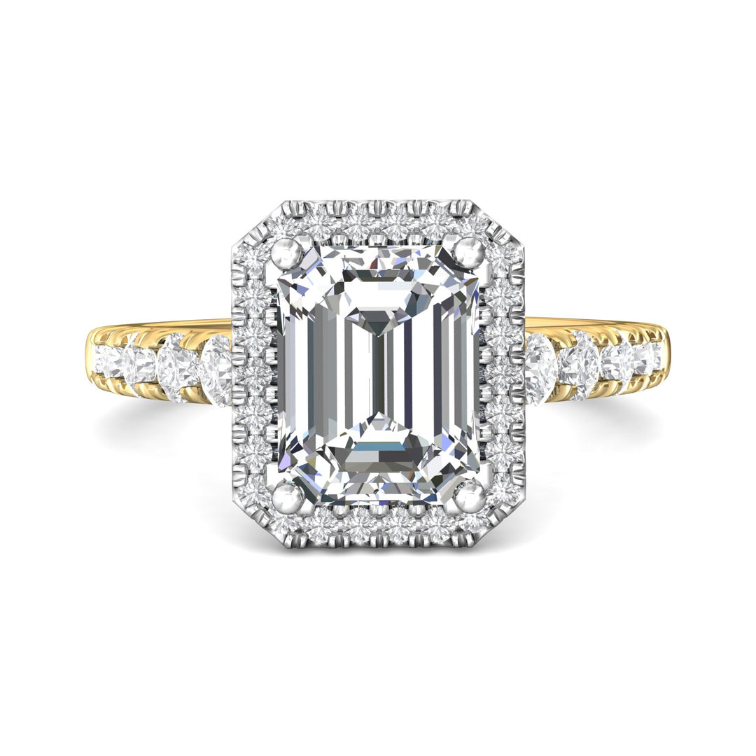 18K Gold White/Yellow Micropave Halo Engagement Ring from the Micropave Halo collection - DERMH34S_18KWY_EmH_9X7_Std_H-I_SI2