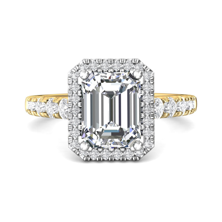 18K Gold White/Yellow Micropave Halo Engagement Ring from the Micropave Halo collection - DERMH34S_18KWY_EmH_9X7_Std_H-I_SI2