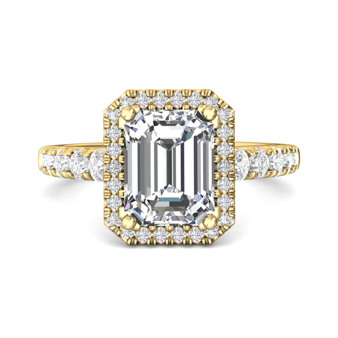 18K Gold Yellow Micropave Halo Engagement Ring from the Micropave Halo collection - DERMH34S_18KY_EmH_9X7_Std_H-I_SI2