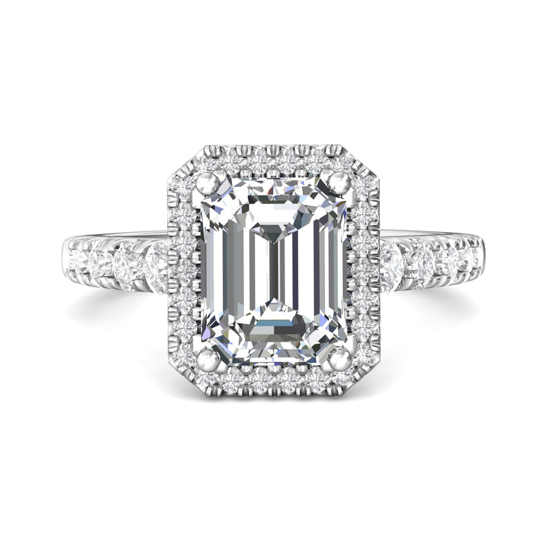 Platinum White Micropave Halo Engagement Ring from the Micropave Halo collection - DERMH34S_PlatW_EmH_9X7_Std_H-I_SI2