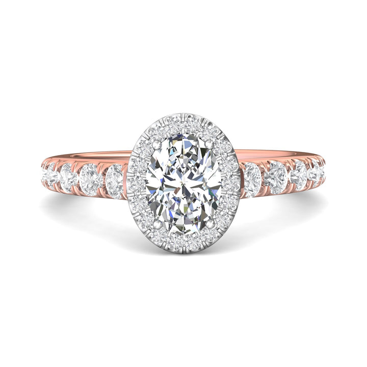 14K Gold Pink/White Micropave Halo Engagement Ring from the Micropave Halo collection - DERMH34SR_14KPW_OvH_8X6_Prm_H-I_SI1