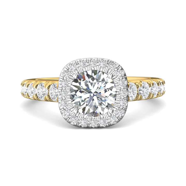 14K Gold Yellow/White Micropave Halo Engagement Ring from the Micropave Halo collection - DERMH34SR_14KYW_CuHRd_7.0_Prm_H-I_SI1