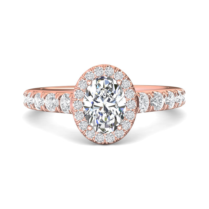 18K Gold Pink Micropave Halo Engagement Ring from the Micropave Halo collection - DERMH34SR_18KP_OvH_8X6_Prm_H-I_SI1