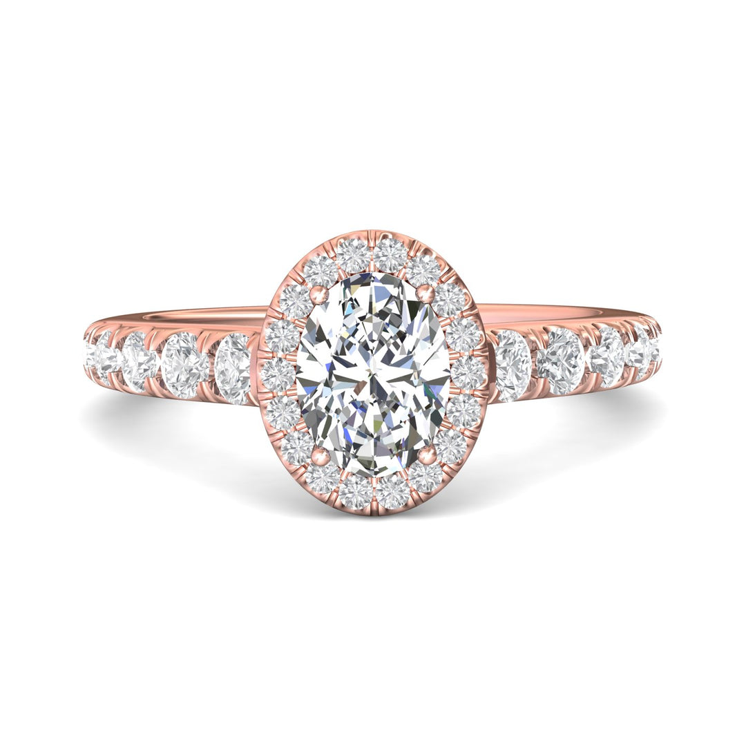 18K Gold Pink Micropave Halo Engagement Ring from the Micropave Halo collection - DERMH34SR_18KP_OvH_8X6_Prm_H-I_SI1
