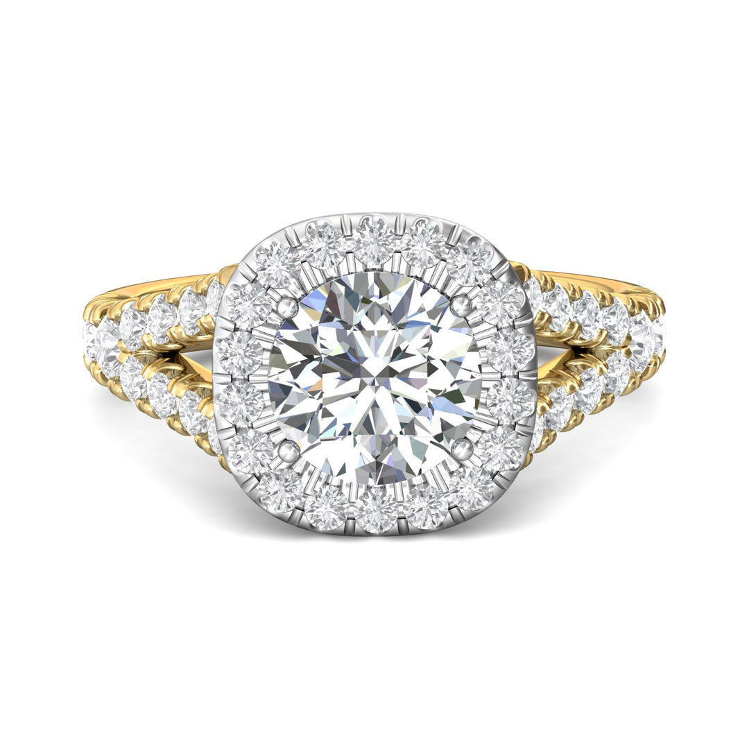 14K Gold Yellow/White Split Shank Engagement Ring from the Split Shank collection - DERMH40S_14KYW_CuHRd_7.0_Prm_H-I_SI1