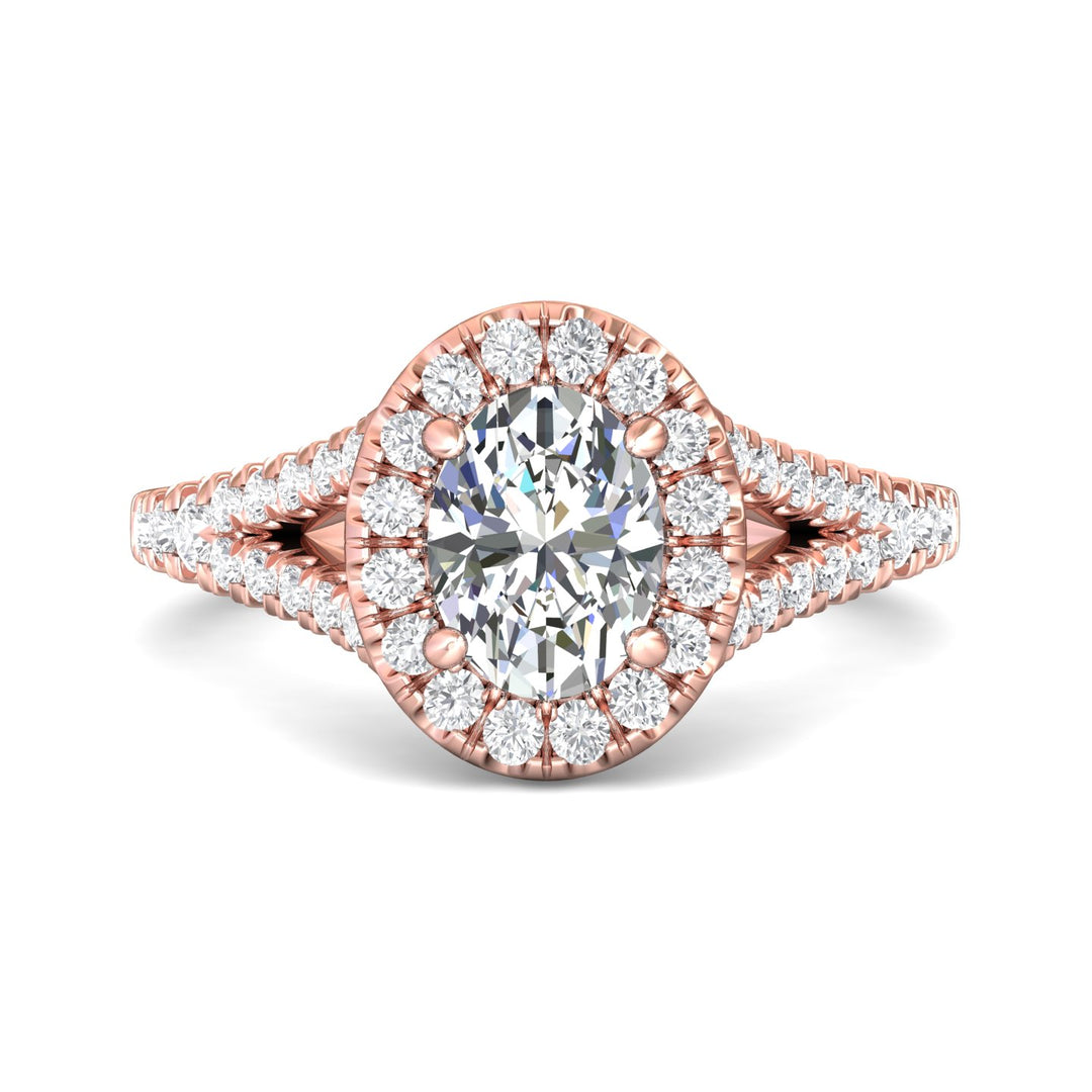 14K Gold Pink Split Shank Engagement Ring from the Split Shank collection - DERMH40XS_14KP_OvH_8X6_Prm_H-I_SI1