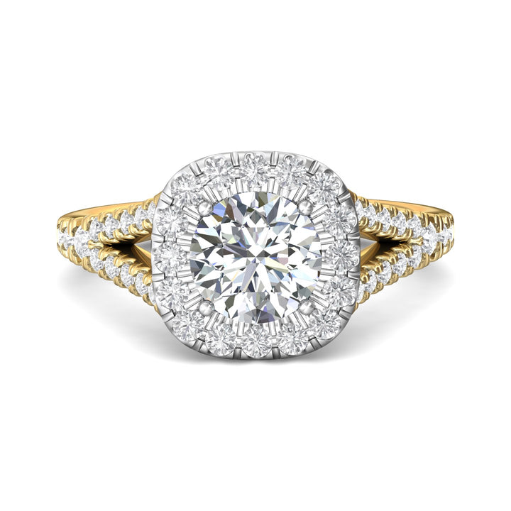 14K Gold Yellow/White Split Shank Engagement Ring from the Split Shank collection - DERMH40XS_14KYW_CuHRd_7.0_Prm_H-I_SI1