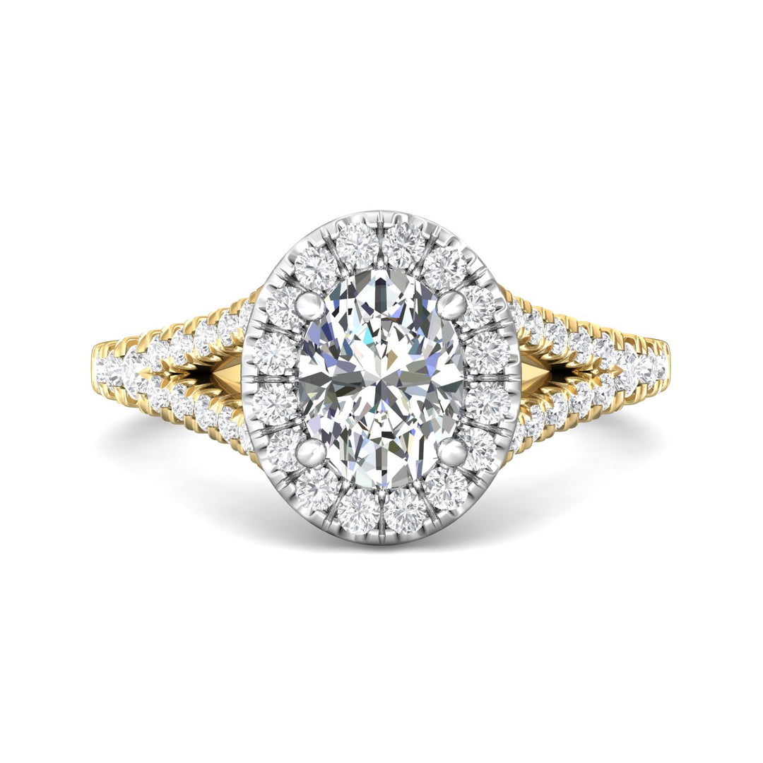 18K Gold White/Yellow Split Shank Engagement Ring from the Split Shank collection - DERMH40XS_18KWY_OvH_8X6_Prm_H-I_SI1