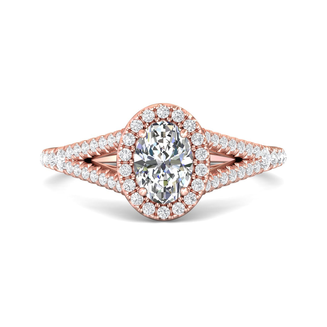 18K Gold Pink Split Shank Engagement Ring from the Split Shank collection - DERMH40XXS_18KP_OvH_7X5_Prm_H-I_SI1