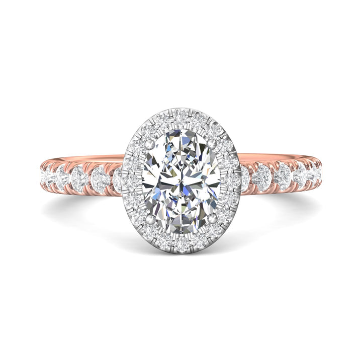 14K Gold Pink/White Micropave Halo Engagement Ring from the Micropave Halo collection - DERMH4S_14KPW_OvH_8X6_Prm_H-I_SI1