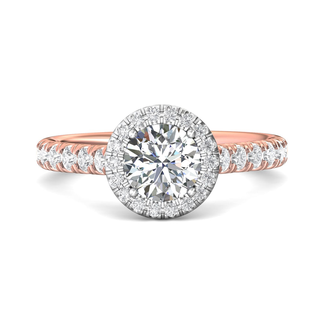 14K Gold Pink/White Micropave Halo Engagement Ring from the Micropave Halo collection - DERMH4S_14KPW_RdH_6.5_Prm_H-I_SI1