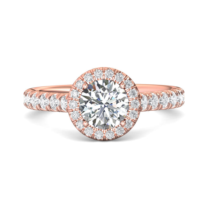 18K Gold Pink Micropave Halo Engagement Ring from the Micropave Halo collection - DERMH4S_18KP_RdH_6.5_Prm_H-I_SI1