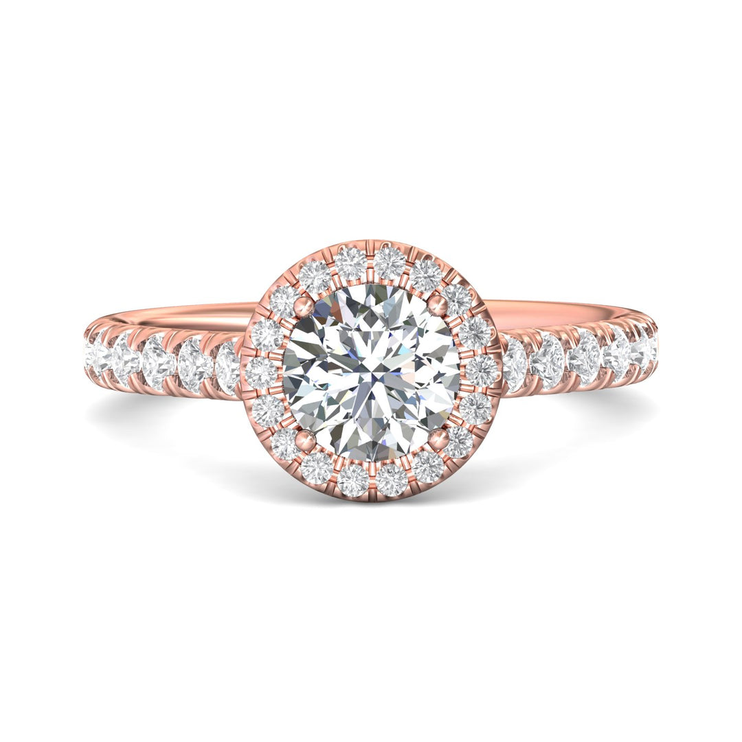 18K Gold Pink Micropave Halo Engagement Ring from the Micropave Halo collection - DERMH4S_18KP_RdH_6.5_Prm_H-I_SI1