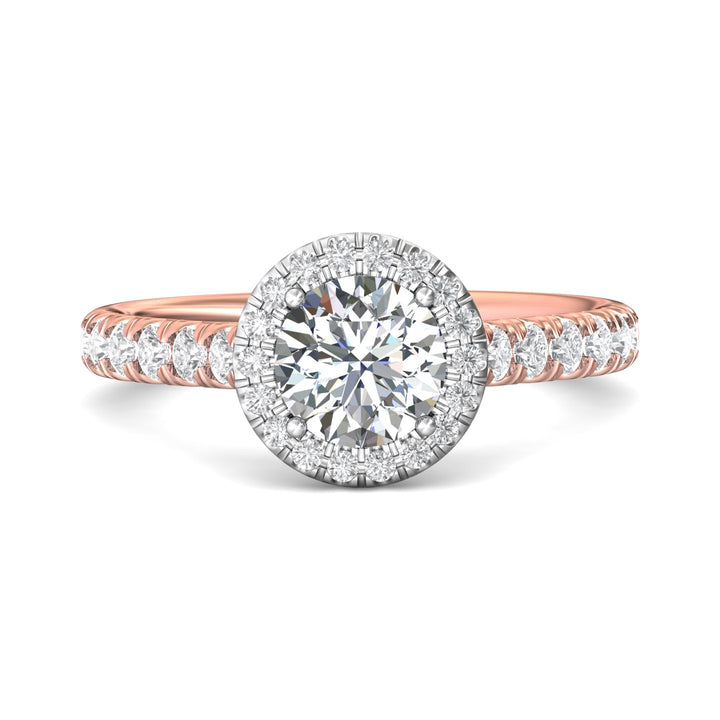 18K Gold White/Pink Micropave Halo Engagement Ring from the Micropave Halo collection - DERMH4S_18KWP_RdH_6.5_Prm_H-I_SI1