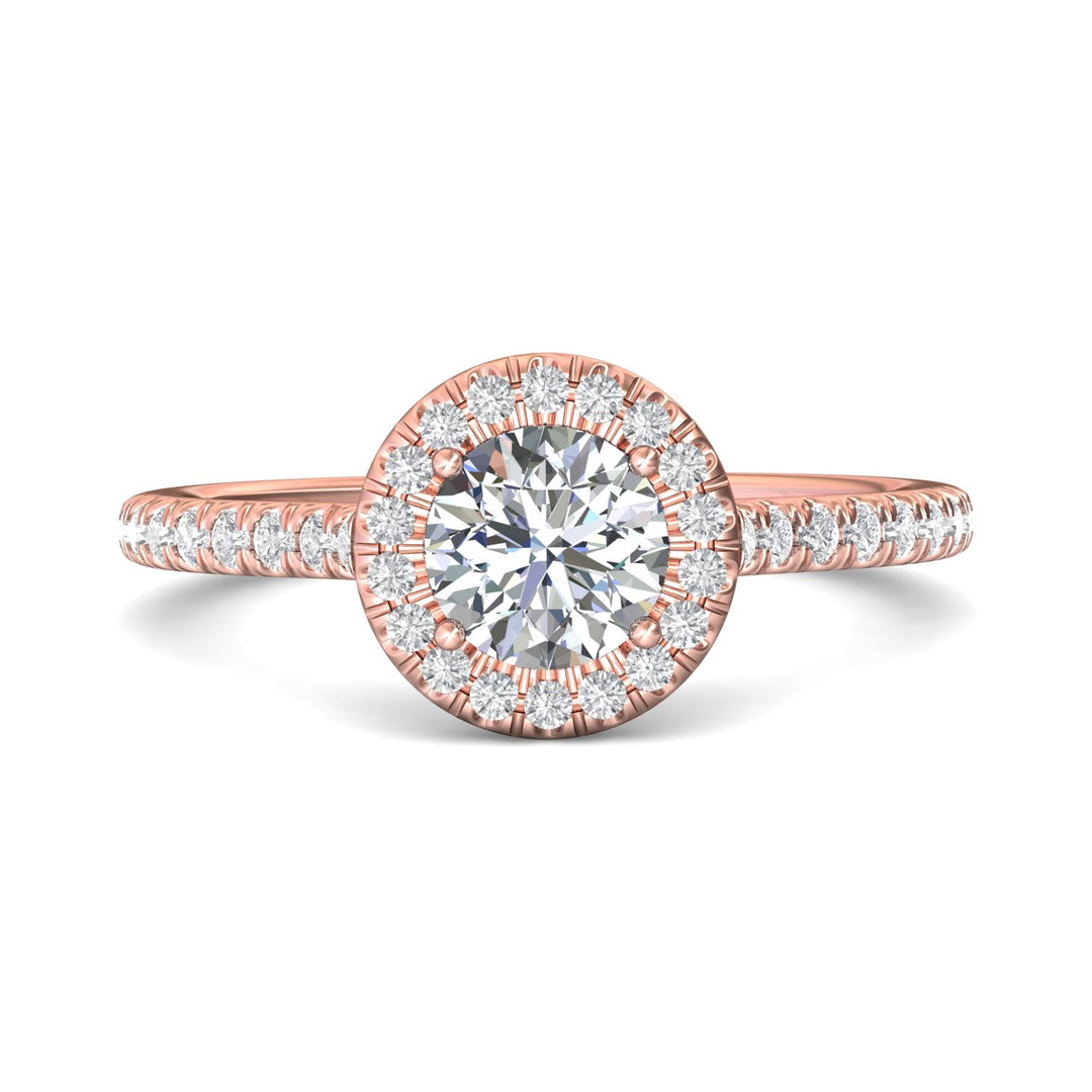 14K Gold Pink Micropave Halo Engagement Ring from the Micropave Halo collection - DERMH4XS_14KP_RdH_6.0_Prm_H-I_SI1