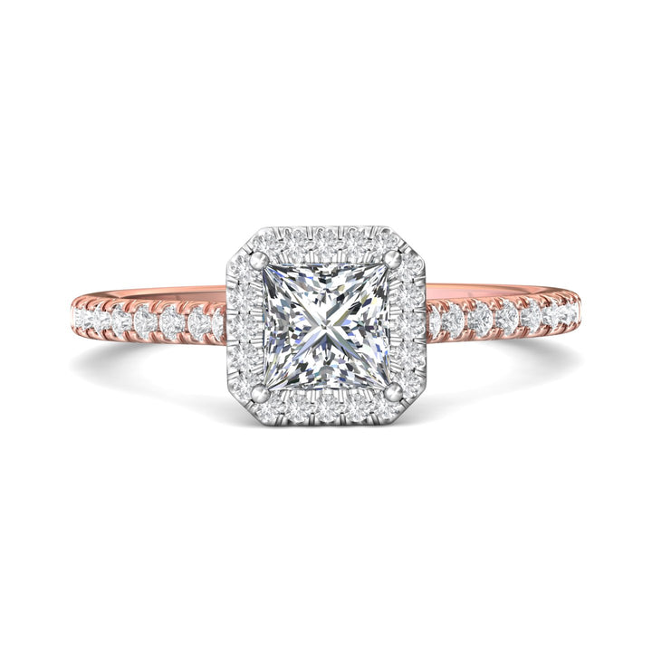 14K Gold Pink/White Micropave Halo Engagement Ring from the Micropave Halo collection - DERMH4XS_14KPW_AsHPr_5.0_Prm_H-I_SI1