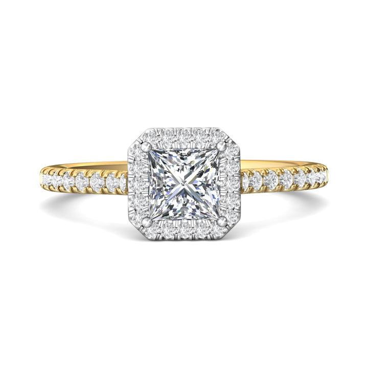 14K Gold Yellow/White Micropave Halo Engagement Ring from the Micropave Halo collection - DERMH4XS_14KYW_AsHPr_5.0_Prm_H-I_SI1