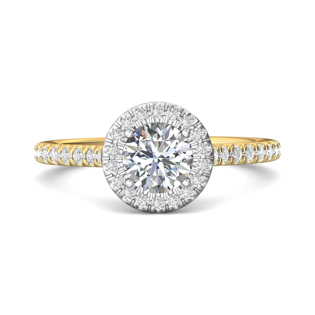 14K Gold Yellow/White Micropave Halo Engagement Ring from the Micropave Halo collection - DERMH4XS_14KYW_RdH_6.0_Prm_H-I_SI1