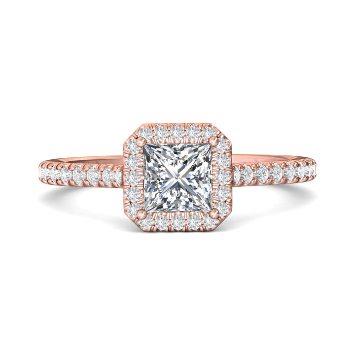 18K Gold Pink Micropave Halo Engagement Ring from the Micropave Halo collection - DERMH4XS_18KP_AsHPr_5.0_Prm_H-I_SI1