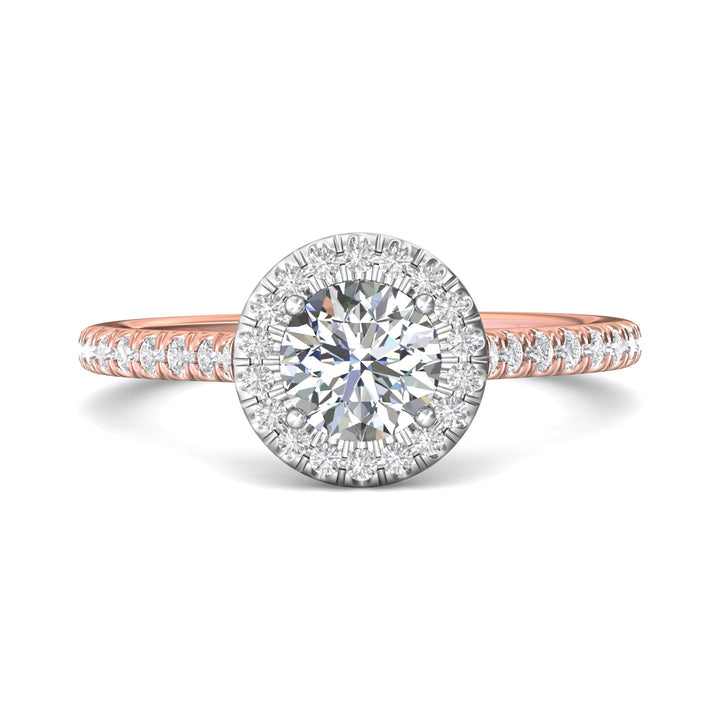18K Gold White/Pink Micropave Halo Engagement Ring from the Micropave Halo collection - DERMH4XS_18KWP_RdH_6.0_Prm_H-I_SI1