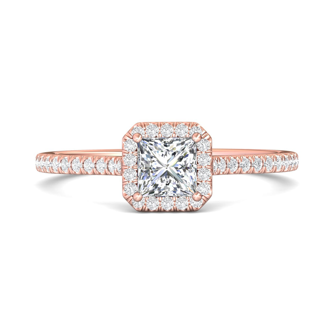 14K Gold Pink Micropave Halo Engagement Ring from the Micropave Halo collection - DERMH4XXS_14KP_AsHPr_4.5_Prm_H-I_SI1