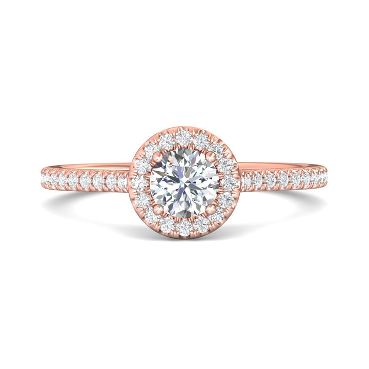 14K Gold Pink Micropave Halo Engagement Ring from the Micropave Halo collection - DERMH4XXS_14KP_RdH_5.0_Prm_H-I_SI1