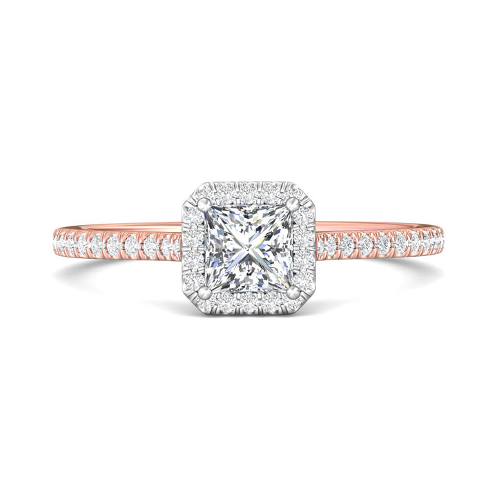14K Gold Pink/White Micropave Halo Engagement Ring from the Micropave Halo collection - DERMH4XXS_14KPW_AsHPr_4.5_Prm_H-I_SI1
