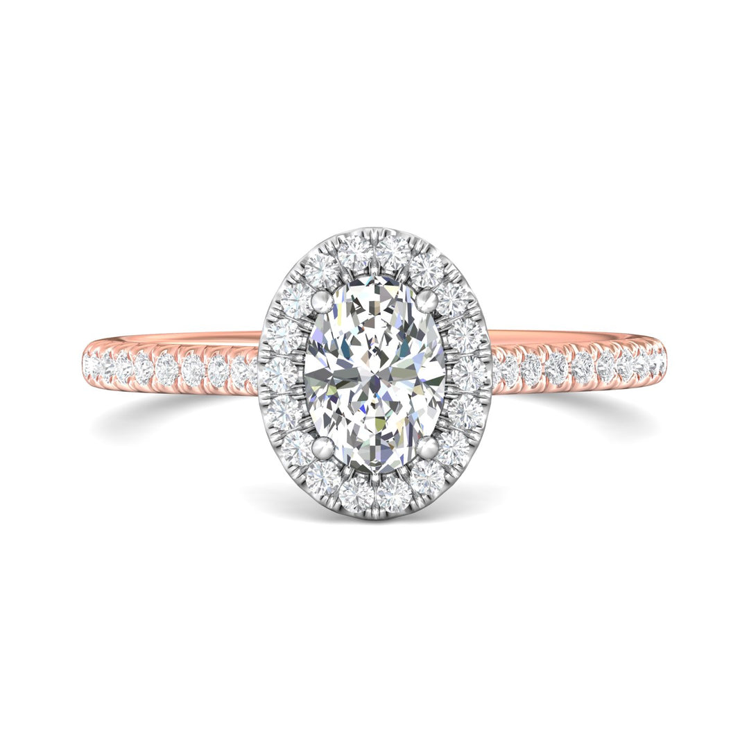 14K Gold Pink/White Micropave Halo Engagement Ring from the Micropave Halo collection - DERMH4XXS_14KPW_OvH_7X5_Prm_H-I_SI1