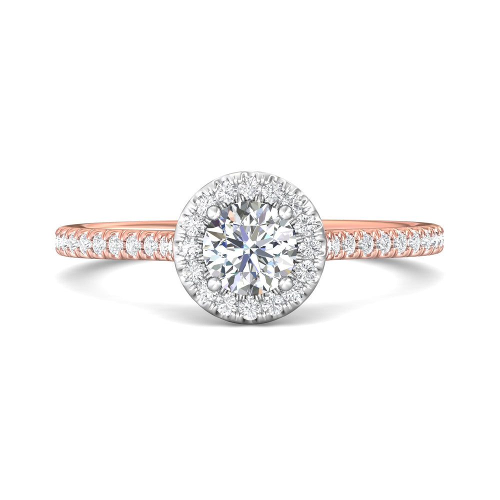 14K Gold Pink/White Micropave Halo Engagement Ring from the Micropave Halo collection - DERMH4XXS_14KPW_RdH_5.0_Prm_H-I_SI1