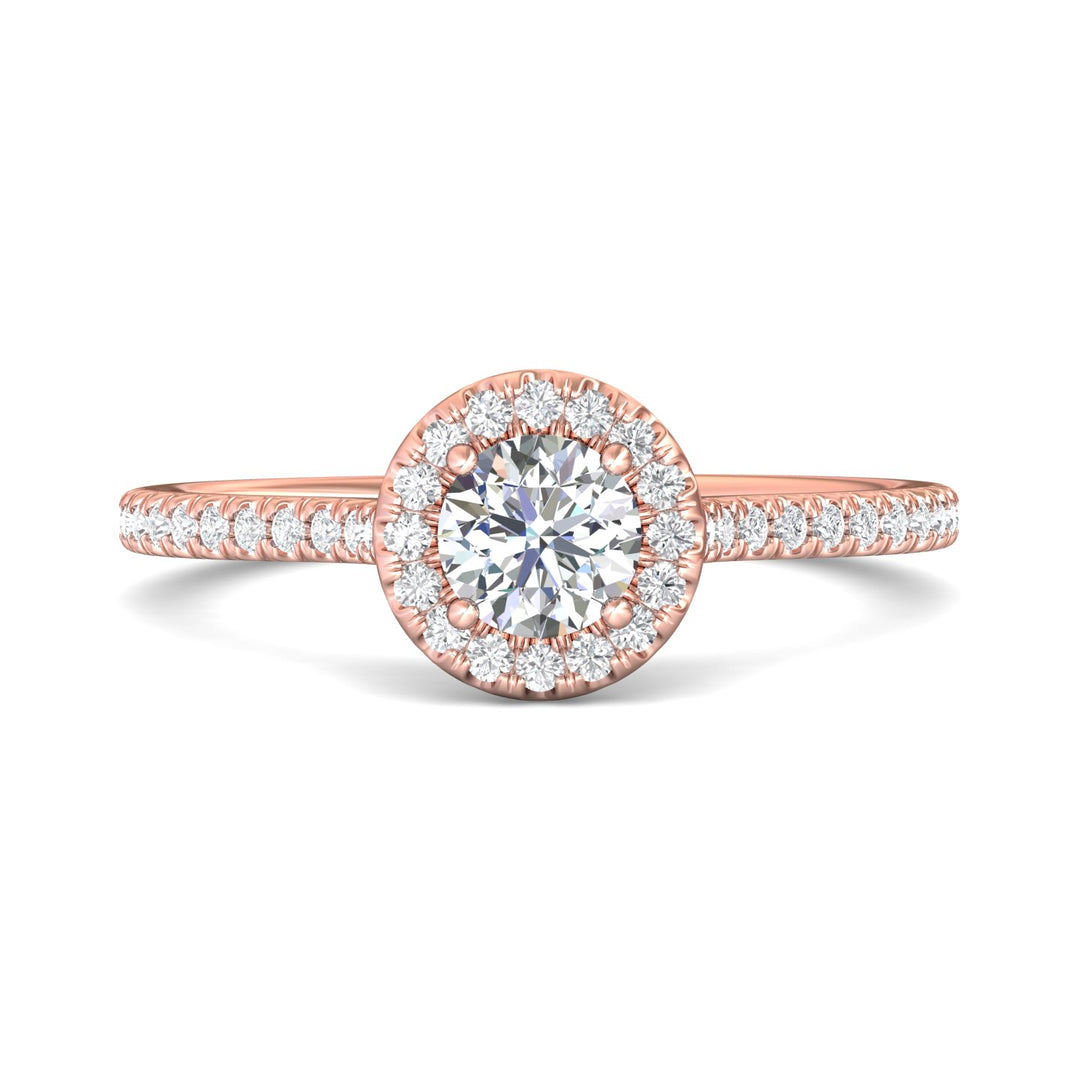 18K Gold Pink Micropave Halo Engagement Ring from the Micropave Halo collection - DERMH4XXS_18KP_RdH_5.0_Prm_H-I_SI1