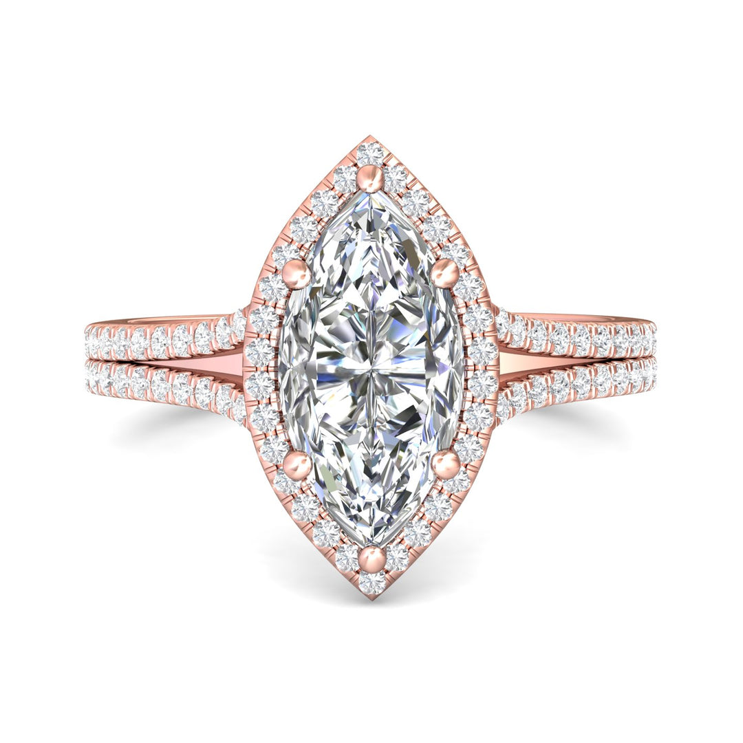 14K Gold Pink Split Shank Engagement Ring from the Split Shank collection - DERMH52XS_14KP_MqH_13X6.5_Prm_H-I_SI1