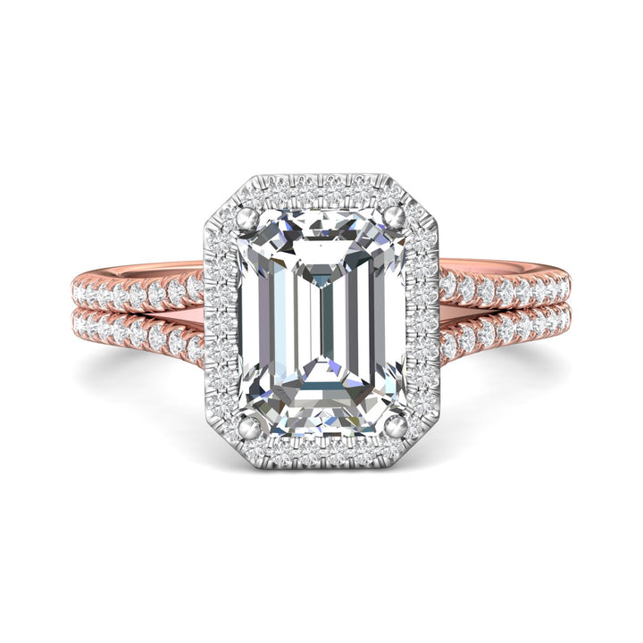 14K Gold Pink/White Split Shank Engagement Ring from the Split Shank collection - DERMH52XS_14KPW_EmH_9.5X7.0_Prm_H-I_SI1