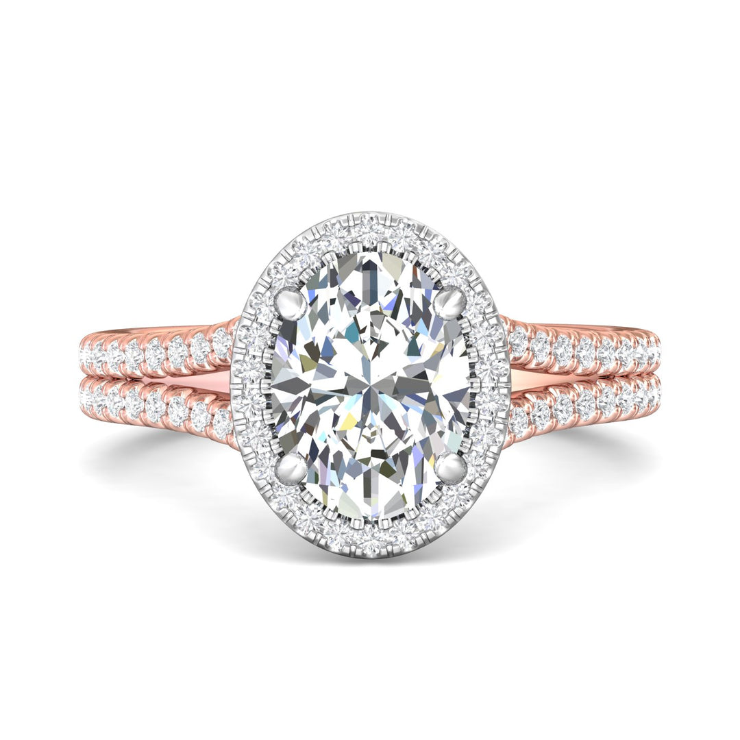 14K Gold Pink/White Split Shank Engagement Ring from the Split Shank collection - DERMH52XS_14KPW_Ov_9.7X7.2_Prm_H-I_SI1
