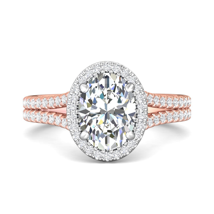 14K Gold Pink/White Split Shank Engagement Ring from the Split Shank collection - DERMH52XS_14KPW_Ov_9.7X7.2_Prm_H-I_SI1