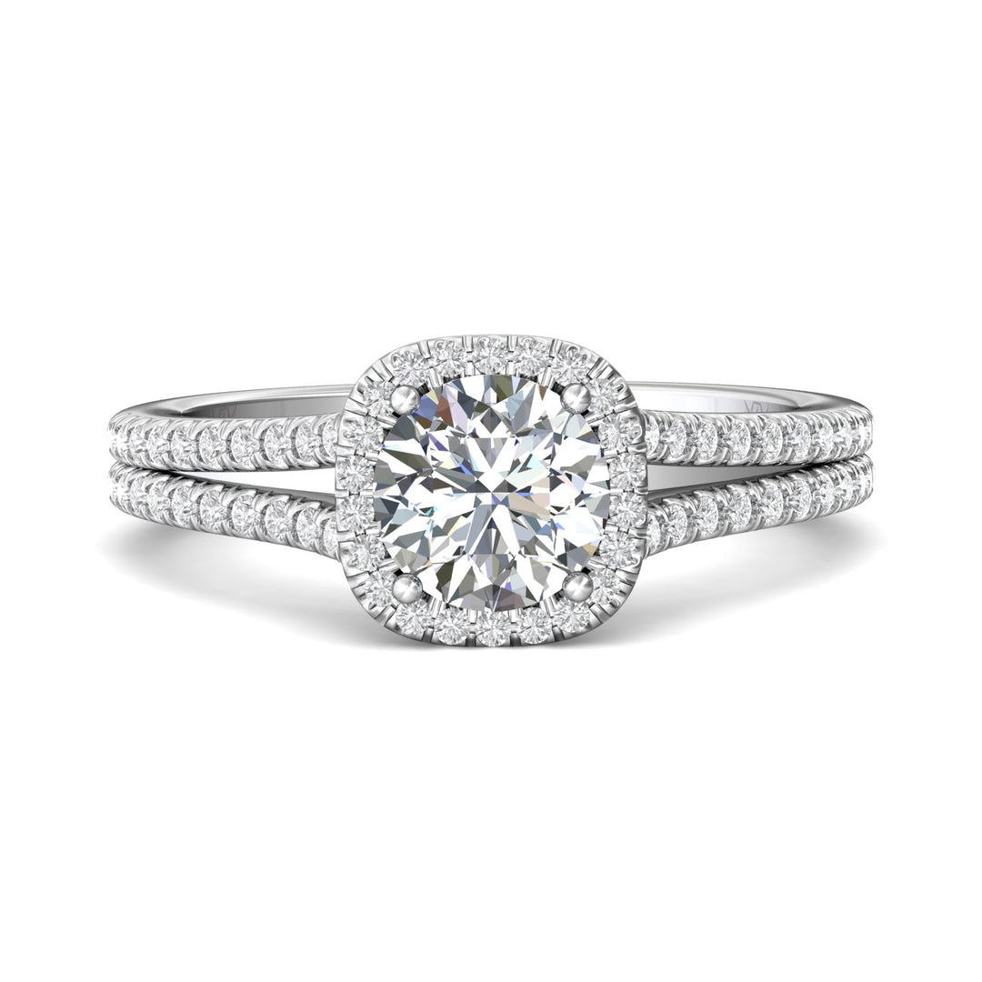 14K Gold White Split Shank Engagement Ring from the Split Shank collection - DERMH52XS_14KW_CuHRd_6.5_Prm_H-I_SI1
