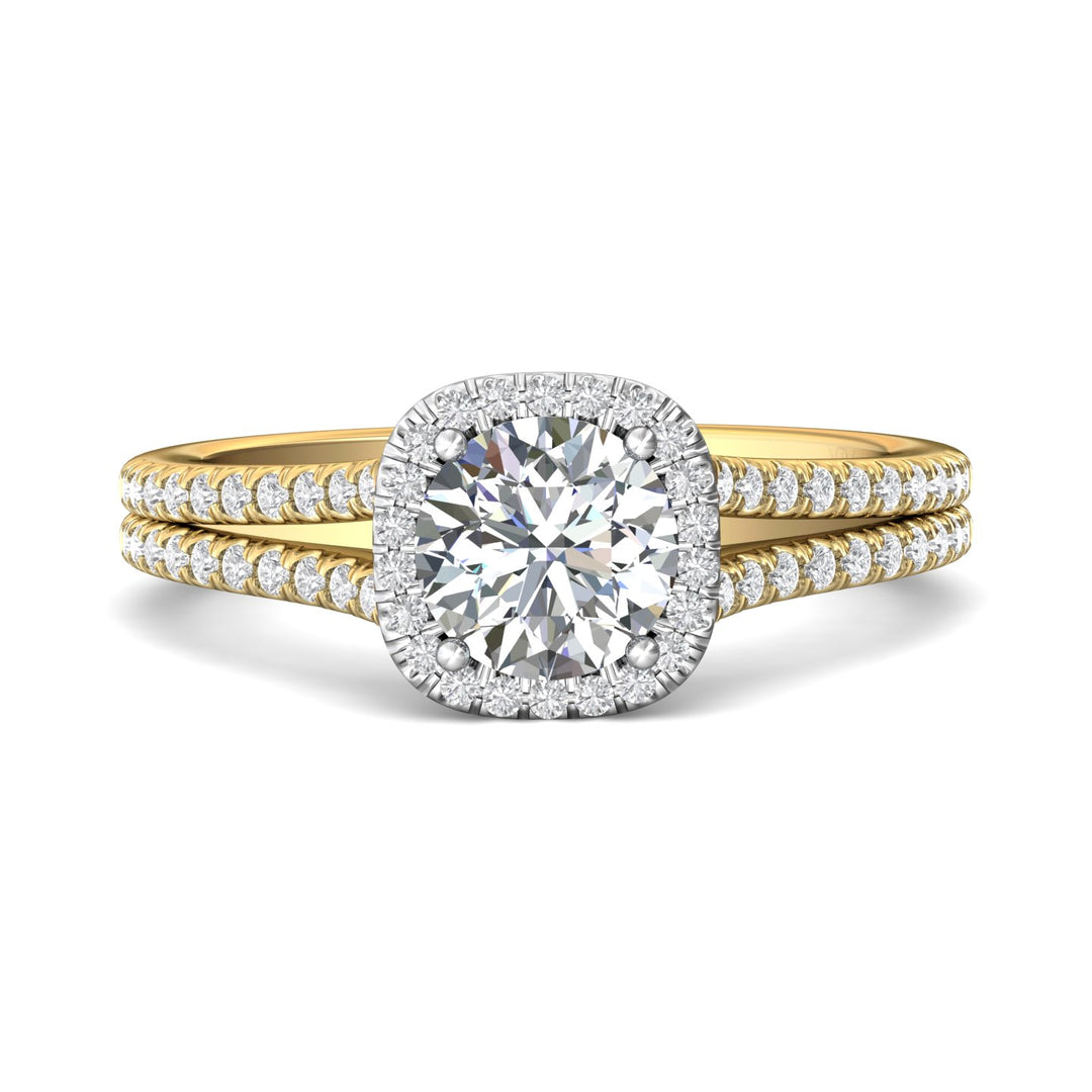 14K Gold Yellow/White Split Shank Engagement Ring from the Split Shank collection - DERMH52XS_14KYW_CuHRd_6.5_Prm_H-I_SI1