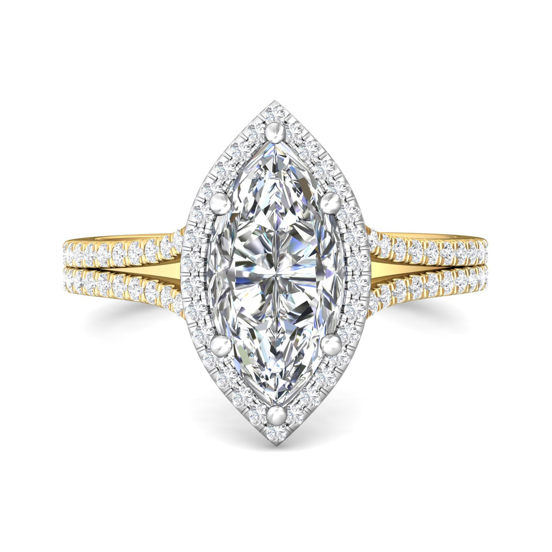14K Gold Yellow/White Split Shank Engagement Ring from the Split Shank collection - DERMH52XS_14KYW_MqH_13X6.5_Prm_H-I_SI1