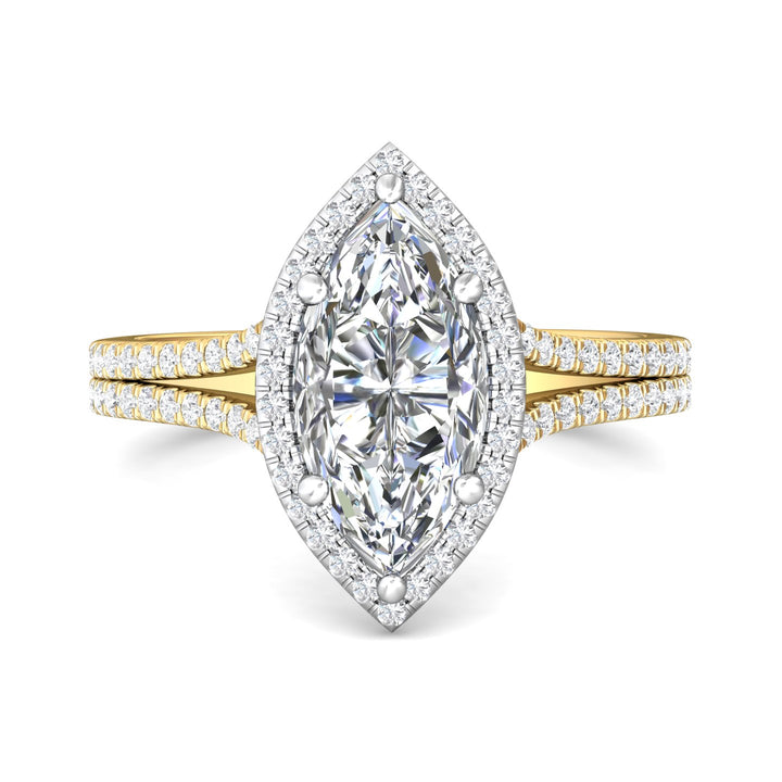 14K Gold Yellow/White Split Shank Engagement Ring from the Split Shank collection - DERMH52XS_14KYW_MqH_13X6.5_Prm_H-I_SI1