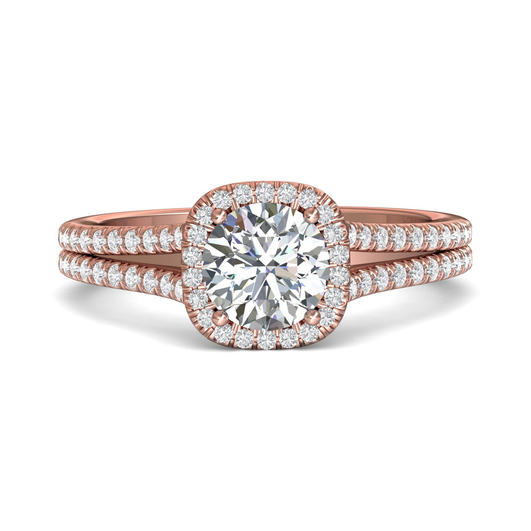 18K Gold Pink Split Shank Engagement Ring from the Split Shank collection - DERMH52XS_18KP_CuHRd_6.5_Prm_H-I_SI1