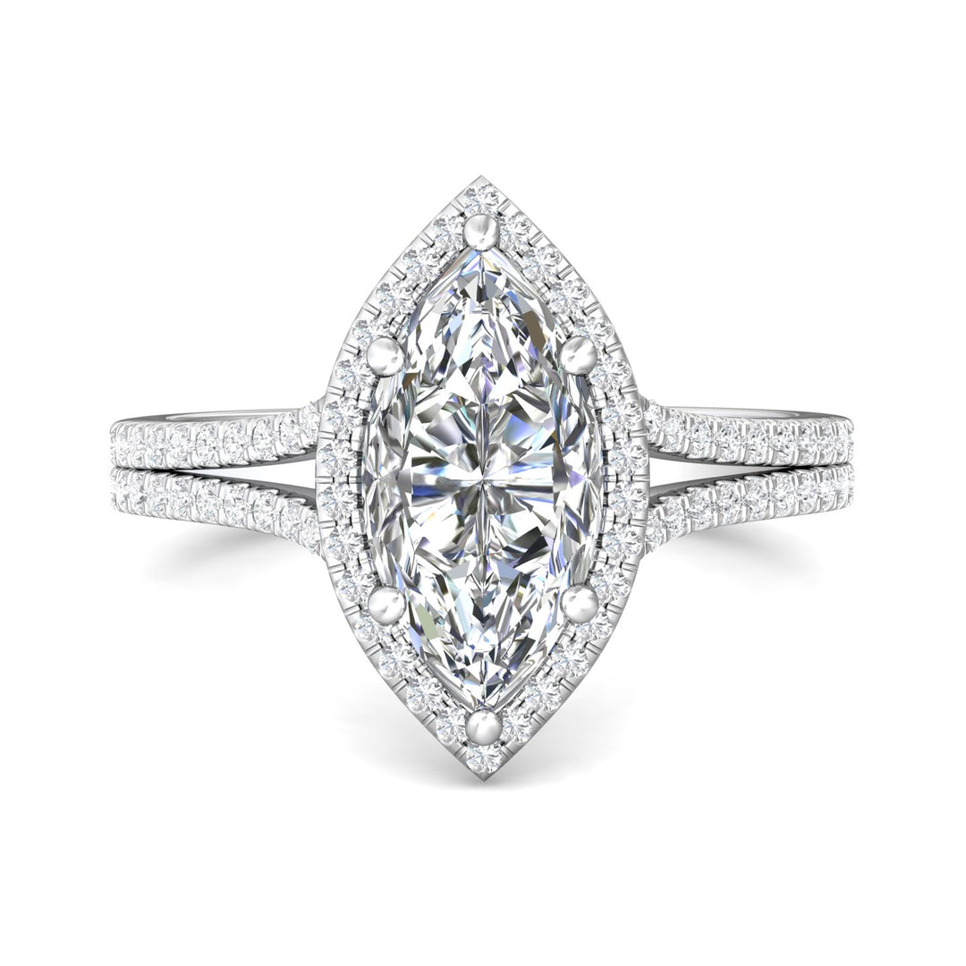 18K Gold White Split Shank Engagement Ring from the Split Shank collection - DERMH52XS_18KW_MqH_13X6.5_Prm_H-I_SI1
