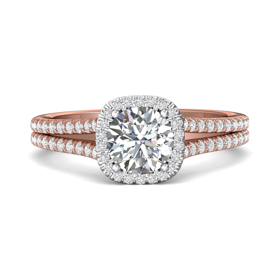 18K Gold White/Pink Split Shank Engagement Ring from the Split Shank collection - DERMH52XS_18KWP_CuHRd_6.5_Prm_H-I_SI1