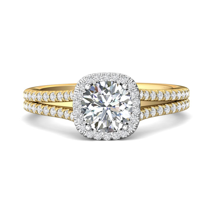 18K Gold White/Yellow Split Shank Engagement Ring from the Split Shank collection - DERMH52XS_18KWY_CuHRd_6.5_Prm_H-I_SI1