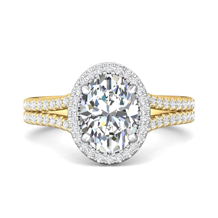 18K Gold White/Yellow Split Shank Engagement Ring from the Split Shank collection - DERMH52XS_18KWY_Ov_9.7X7.2_Prm_H-I_SI1