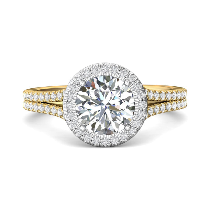 18K Gold White/Yellow Split Shank Engagement Ring from the Split Shank collection - DERMH52XS_18KWY_RdH_7.5_Prm_H-I_SI1