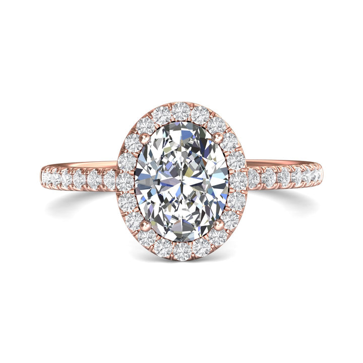 14K Gold Pink Micropave Halo Engagement Ring from the Micropave Halo collection - DERMH59XSR_14KP_OvH_9X6_Prm_H-I_SI1