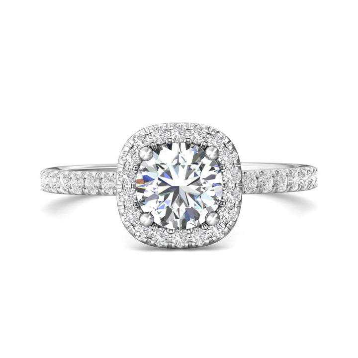 14K Gold White Micropave Halo Engagement Ring from the Micropave Halo collection - DERMH59XSR_14KW_CuHRd_6.5_Prm_H-I_SI1